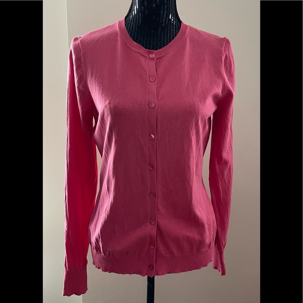 August Silk Pink Cardigan Silk Blend Sweater Size Large